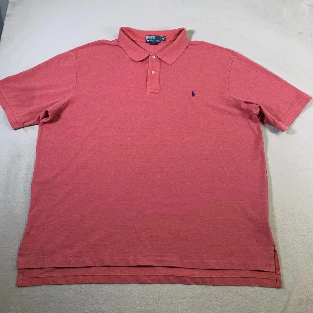 Polo Ralph Lauren Shirt Mens Size 4XLT Pink Blue Pony Logo Big‎ Sizes Polo Adult